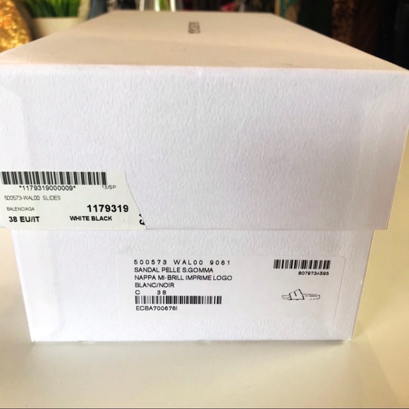 Auth Balenciaga Leather & Rubber Slides White - Picture 2 of 8